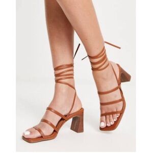 Tan Strappy Block Heel Sandals